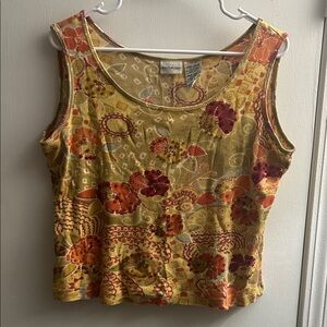 White Stag Floral Beaded Cropped Tank Top